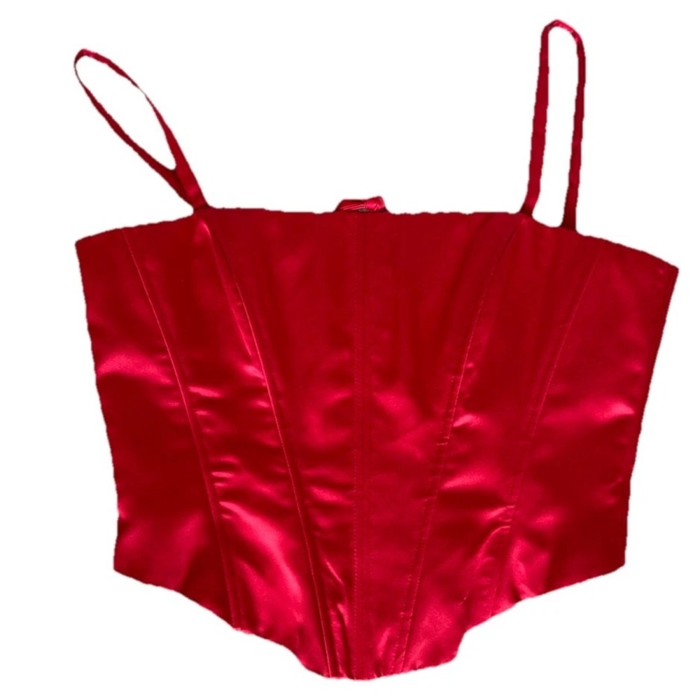 Jessica McClintock Gunne Sax 90s Satin Bustier Corset Sz 9/10 Holiday RED